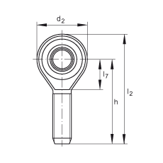 桿端軸承 GAKSR12-PS, 根據(jù) DIN ISO 12 240-4 標(biāo)準(zhǔn)，特種鋼材料，帶右旋外螺紋，免維護(hù)