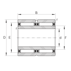 滾針軸承 NAO30X45X26-ZW-ASR1, 無擋邊，雙列