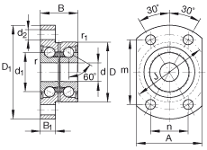 角接觸球軸承單元 ZKLFA1263-2Z, 雙向，螺釘安裝，兩側(cè)間隙密封