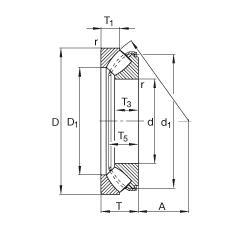 推力調(diào)心滾子軸承 29328-E1, 根據(jù) DIN 728/ISO 104 標(biāo)準(zhǔn)的主要尺寸，單向，可分離