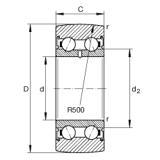 滾輪 LR50/5-2RSR, 雙向，兩側(cè)密封