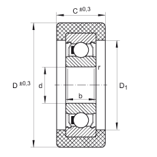 滾輪 KLRZ10X30X10-2Z, 帶塑料箍，兩側(cè)密封