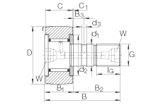 螺栓型滾輪 KR32, 軸向引導(dǎo)，兩側(cè)間隙密封