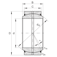 關(guān)節(jié)軸承 GE15-DO-2RS, 根據(jù) DIN ISO 12 240-1 標(biāo)準(zhǔn), 需維護(hù)，兩側(cè)唇密封