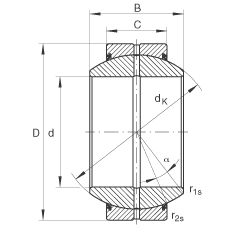 關(guān)節(jié)軸承 GE30-FO-2RS, 根據(jù) DIN ISO 12 240-1 標(biāo)準(zhǔn), 需維護(hù)，兩側(cè)唇密封