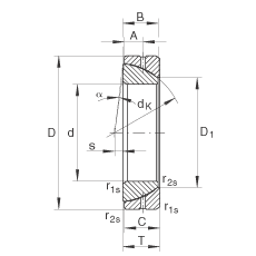 角接觸關(guān)節(jié)軸承 GE180-SX, 根據(jù) DIN ISO 12 240-2 標(biāo)準(zhǔn)，需維護(hù)