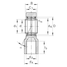 液壓桿端軸承 GIHNRK110-LO, 根據(jù) DIN ISO 12 240-4 標(biāo)準(zhǔn)，帶右旋螺紋夾緊裝置，需維護(hù)