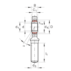 桿端軸承 GAL80-UK-2RS, 根據(jù) DIN ISO 12 240-4 標(biāo)準，帶左旋外螺紋，免維護，兩側(cè)唇密封