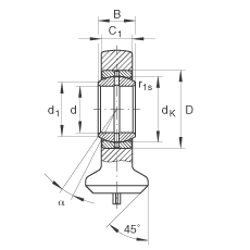 液壓桿端軸承 GK70-DO, 根據(jù) DIN ISO 12 240 標(biāo)準(zhǔn)，帶焊接面，需維護(hù)