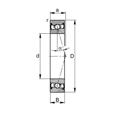 主軸軸承 HSS71916-C-T-P4S, 調(diào)節(jié)，成對安裝，接觸角 α = 15°，兩側(cè)唇密封，非接觸，加嚴公差