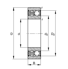 自調(diào)心球軸承 2309-2RS-TVH, 根據(jù) DIN 630 標(biāo)準(zhǔn)的主要尺寸, 兩側(cè)唇密封