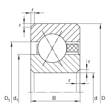 薄截面軸承 CSXAA015-TN, 四點(diǎn)接觸球軸承，類(lèi)型X，帶彈性塑料保持架（聚酰胺），運(yùn)行溫度 -30°C 到 +120°C