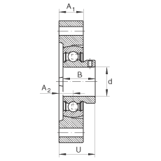 軸承座單元 FLCTEY17, 帶兩個(gè)螺栓孔的法蘭的軸承座單元，鑄鐵， 內(nèi)圈帶平頭螺釘， P 型密封，無再潤滑結(jié)構(gòu)