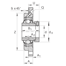 軸承座單元 RME25-N, 帶四個(gè)螺栓孔的法蘭的軸承座單元，定心凸出物，鑄鐵，偏心鎖圈，R 型密封