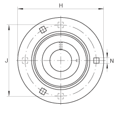 軸承座單元 RAY35, 帶三個(gè)/四個(gè)螺栓孔的法蘭的軸承座單元，鋼板， 內(nèi)圈帶平頭螺釘， P型密封