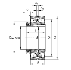 調(diào)心滾子軸承 23280-B-K-MB + H3280, 根據(jù) DIN 635-2 標(biāo)準(zhǔn)的主要尺寸, 帶錐孔和緊定套