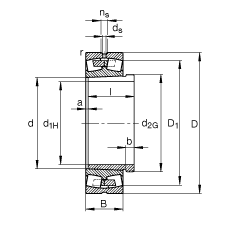 調(diào)心滾子軸承 239/600-B-K-MB + AH39/600, 根據(jù) DIN 635-2 標(biāo)準(zhǔn)的主要尺寸, 帶錐孔和退卸套